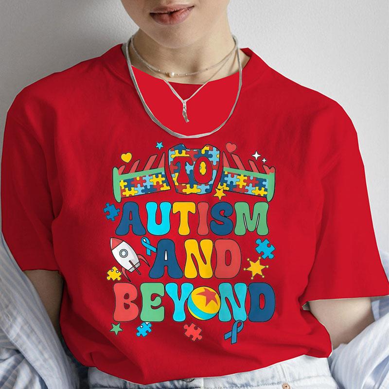 Футболка To Autism and Beyond для унисекс, Топы к Месяцу осведомленности об аутизме, Летние футболки с коротким рукавом, Женская эстетичная одежда в стиле Харадзюку