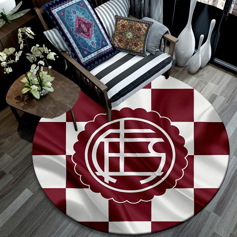 Club Atletico Lanus Printed Round Rug, Non Slip Washable Circular Carpet For Living Room Bedroom Playroom, Sports Fan Decor, Holiday Birthday Gift