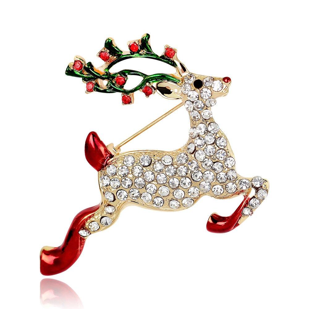 2021 New Year Christmas Brooch Flower Wreath Xmas Tree Bells Elk Enamel Brooches Pins For Women Men Fine Jewelry Christmas Gifts