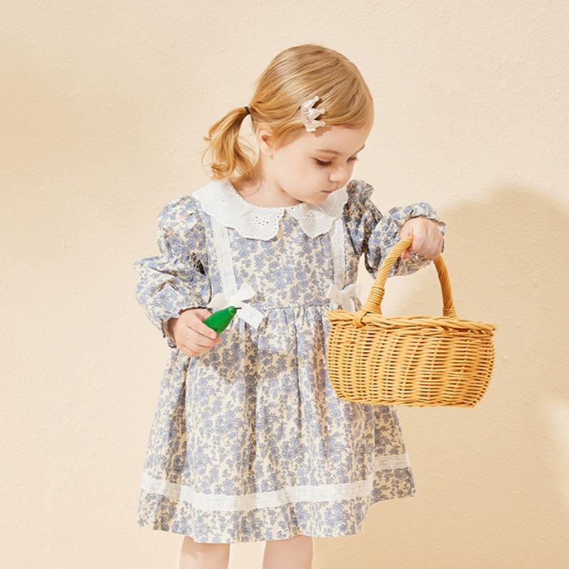Весеннее платье принцессы с длинными рукавами и кружевным бантом в стиле Мори для девочек