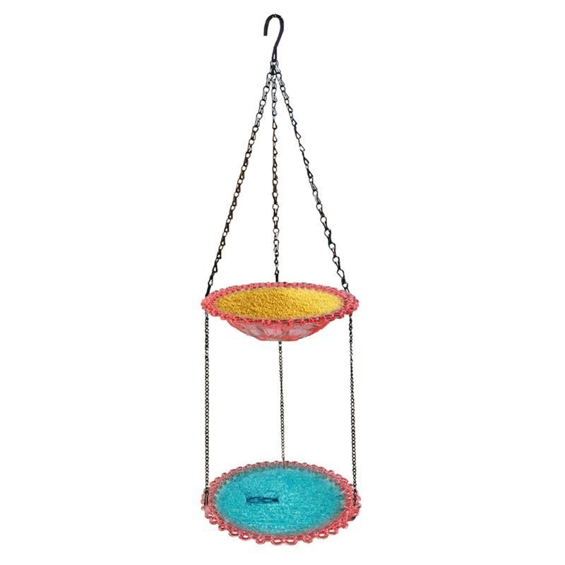 Pet Bird Outdoor Garden Hanging Bird Bath Bird Feeder