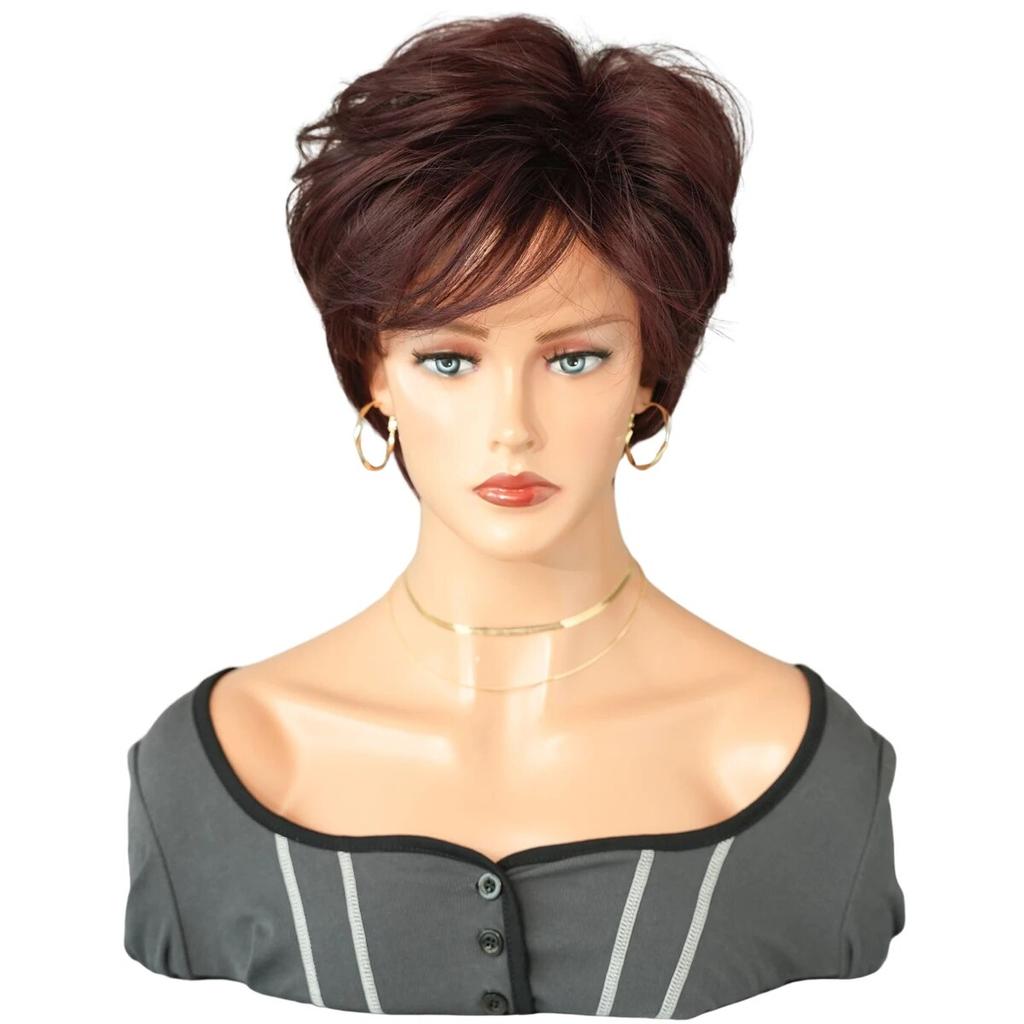 Синтетический винно-красный парик Боб для женщин, повседневные трендовые парики из натурального лавандового волокна с челкой, Омбре Боб, термостойкое волокно