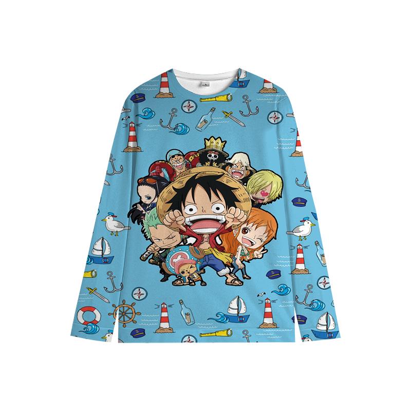 One Piece Luffy свитер Chopper Boys Girls Милая толстовка Zoro Sanji Kids Family Новогодние толстовки с круглым вырезом