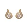 Silver needle light luxury Spice Girl pearl stud earrings temperament retro super flash earrings women's fashion high sense personalized earrings