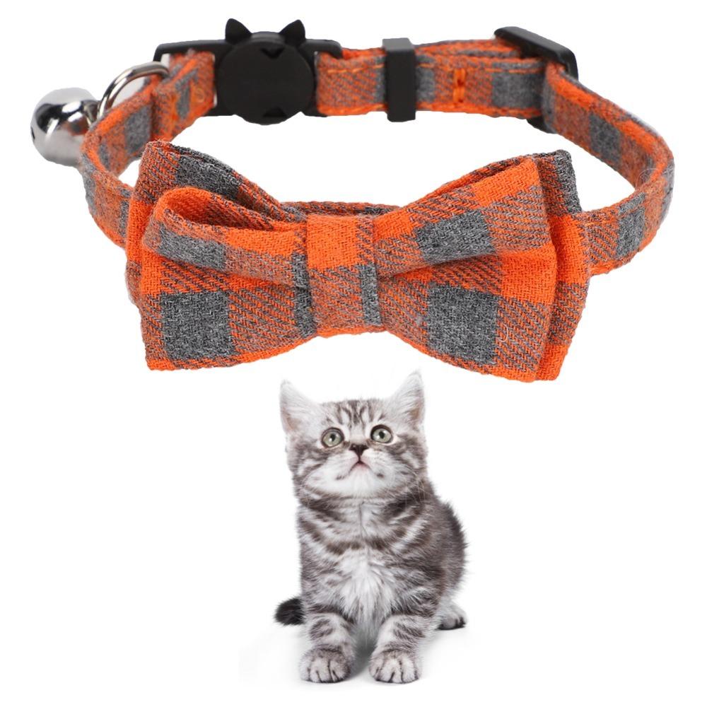 Bowknot Cat Collar Plaid Kitten Collar Cute Breakaway Collar Kitten