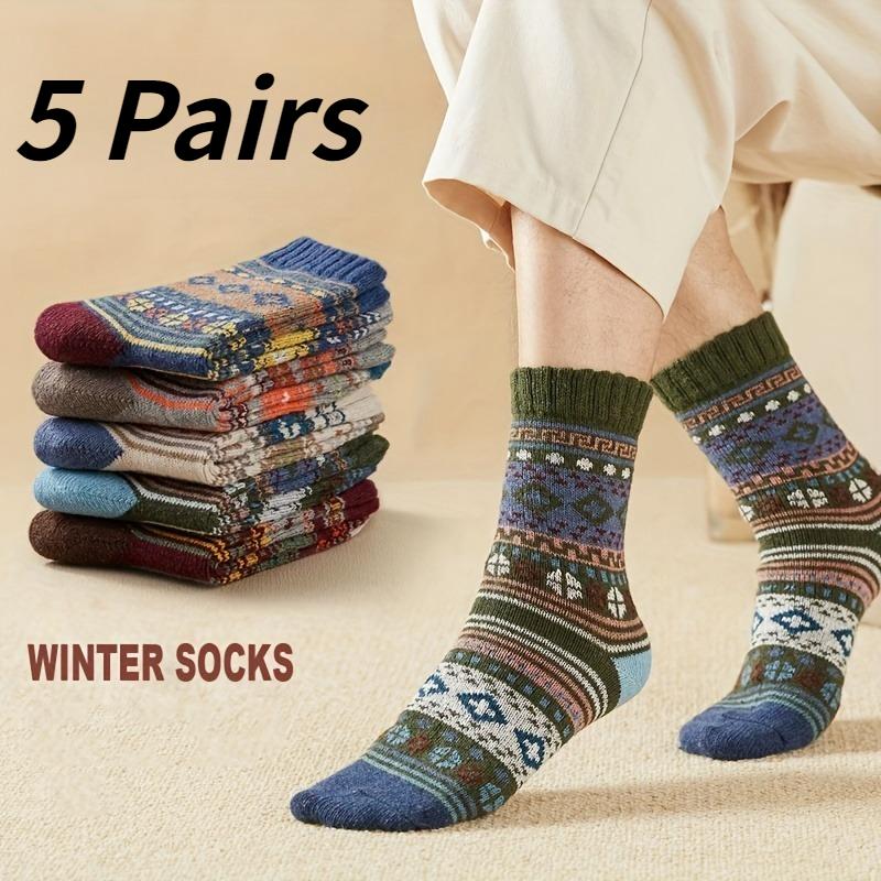 5 пар теплых и нескользящих винтажных носков, моющиеся носки для мужчин