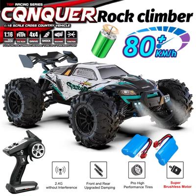 Новый 4WD High Toughness 80KM/H полноприводный радиоуправляемый автомобиль Off-road 4x4 RC 1:16 полномасштабных высокоскоростных гоночных машин Big Foot Fast Drift, детский подарок