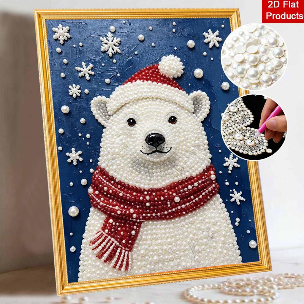 Christmas Pearl Painting Kit Handmade DIY Polar Bear Scarf Snowflake Home Decoration Painting