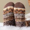 1 пара женских зимних носков из овечьей шерсти, носки для пола, в ретро этническом стиле, осень-зима