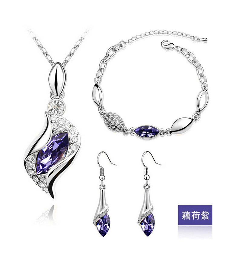 Новая Мода Кристальное Ожерелье Браслет Серьги Циркониевые Наборы для Женщин Conjuntos De Joyeria