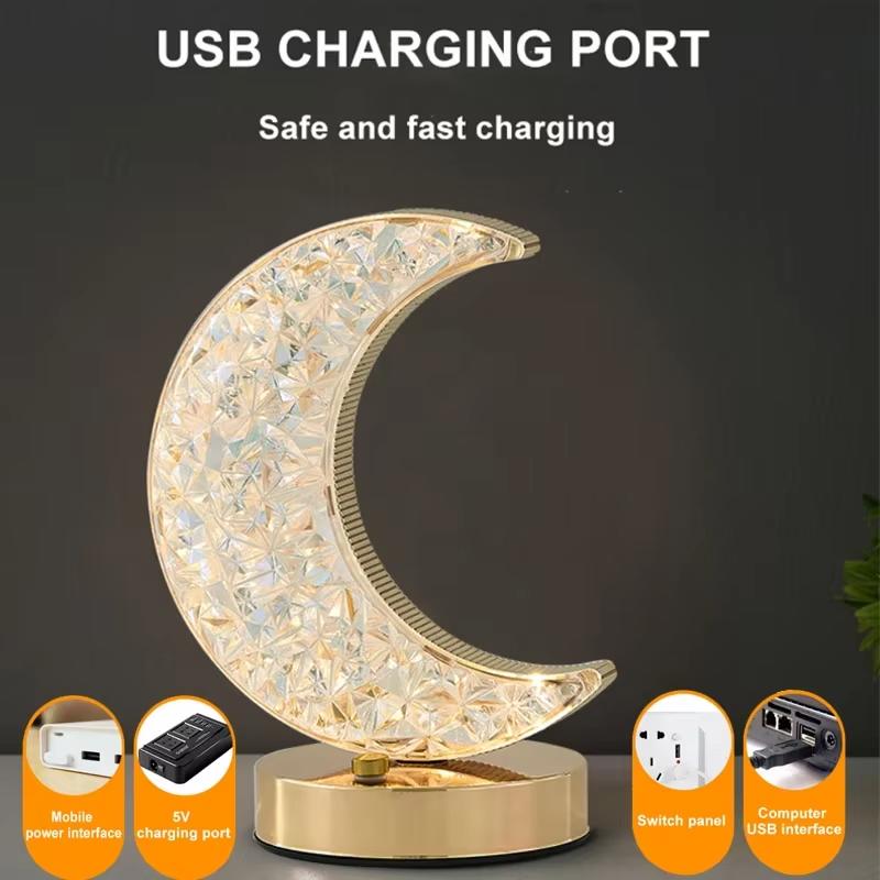 Светодиодный ночник в форме Луны, регулируемая лампа для спальни, USB-питание, атмосферное освещение для стола, кемпинга, подарок, лампа с 3 меняющимися цветами