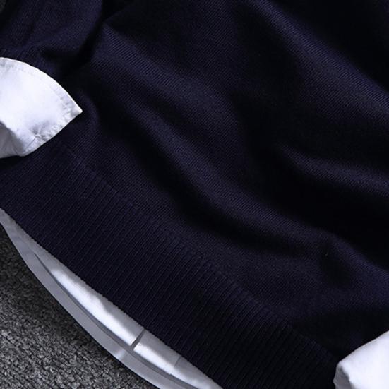 Мужской вязаный пуловер-свитер с круглым вырезом, длинным рукавом, узкого кроя, с цветными полосками