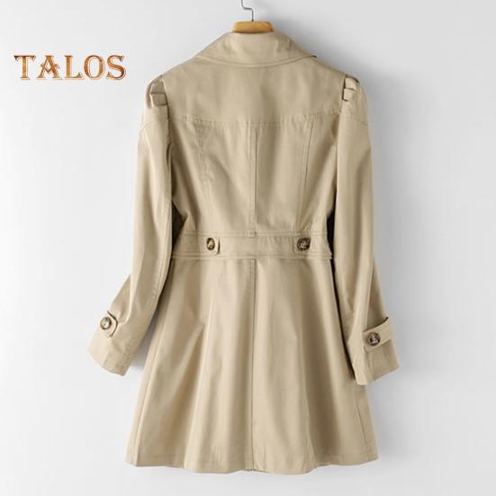 Осенне-весенняя женская куртка с отложным воротником, однобортное свободное пальто средней длины, однотонное пальто для поездок на работу, ветровка для походов