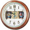 Clock Wall Clock Karakuri Clock Radio Clock Analog Karakuri 6 Songs Melody Brown Marble Pattern RE559H