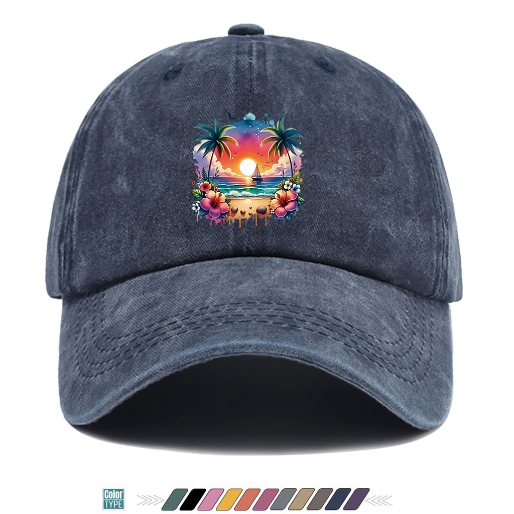 pc pcs Tropical Palm Tree Print Baseball Cap with Coconut Tree Adjustable Duckbill Hat Suitable for Beach Outdoor Music Fes