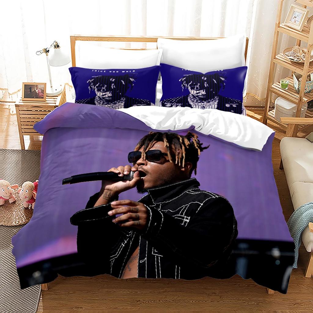 Новый Комплект Постельного Белья Juice Wrld Односпальный Полуторный Двуспальный Кинг-сайз Звезды Juice Wrld Комплект Постельного Белья Взрослый Детский Спальня Комплекты Пододеяльников 3D 018