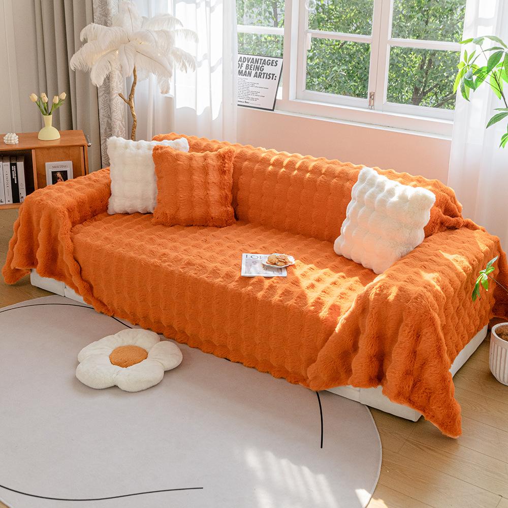 Бархатная ткань для дивана с кроликом, зимний плюшевый противоскользящий чехол для дивана, новое одеяло для подушки с кошачьими царапинами.