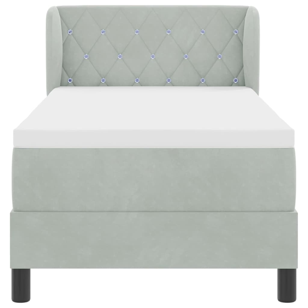 Box Spring Bed with Headboard Light Grey 80 x 200 cm Velvet