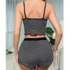 Ladies Pyjamas Sexy Striped Wearable Homewear Halter Nightgowns Women Shorts Set Black Sexy Road Shoulder Halter Shorts Sports