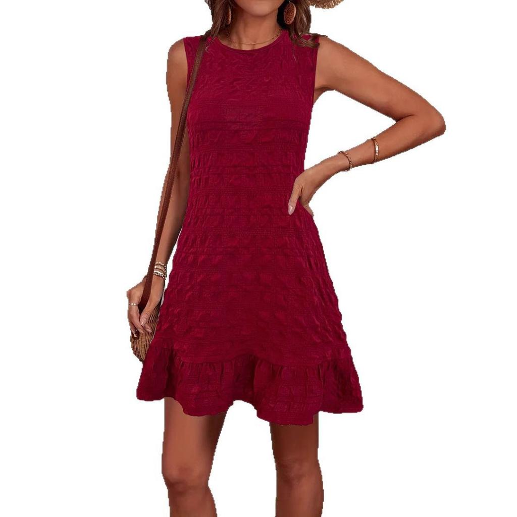 Повседневные женские платья без рукавов на шнуровке однотонные