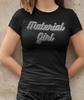 Material Girl 80s T-Shirt GLITTER EFFECT Ladies Retro Party 1980s Womens Madonna