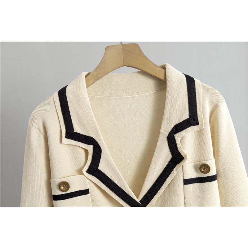 Spring and Autumn Women's Knitted Wide Leg Pants Short Small Fragrance Fashion Casual Pant Suit