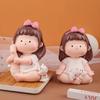 Miniature Yoga Girl Figurine Cartoon Cake Baking Decorations Kawaii Car Ornament  Office Computer