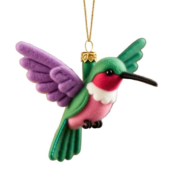 Colorful Hummingbird Christmas Ornament Xmas Tree Car Rearview Mirror Acrylic Hanging Bird Shape Decoration Holiday Party Pendant