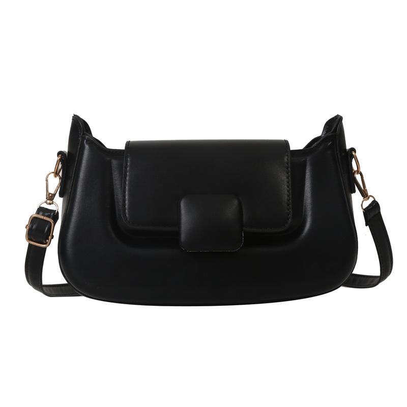 Versatile Ind Korean Version Solid Color Texture Underarm Bag Female 2024 Winter Retro Commuter Messenger Bag Small Square Bag Female