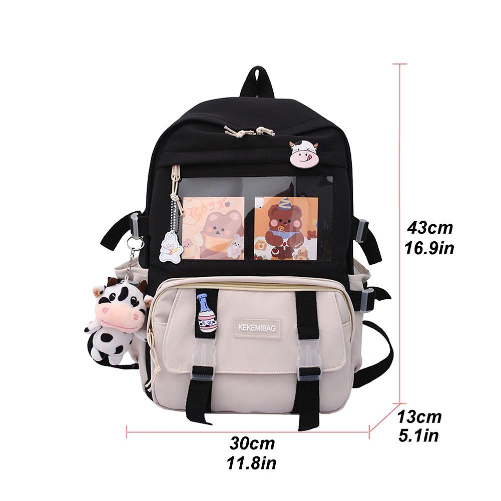 Preppy Style Large Capacity Students School Bags Casual Canvas Female Backpack Fashion Patchwork Women Knapsack with Card Badge