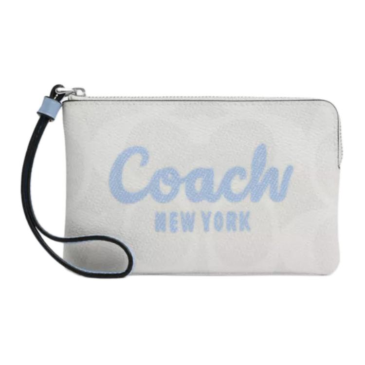 Coach Signature Corner Съемный ремешок Покрытие из канваса Маленькая клатч-сумка Женская клатч-сумка Меловой синий CAQ74-SVXUI