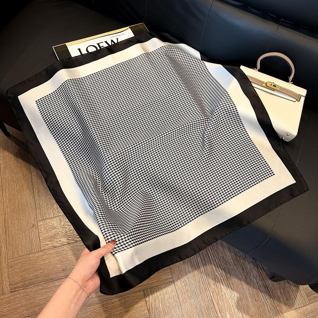 Геометрический колор-блок квадратный шарф из искусственного шелка женский атласный платок шаль обертывание хиджаб женская повязка для волос роскошная головная косынка эшарп