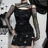 GlowGirl Готическая футболка Черная Без рукавов Сексуальные Узкие Футболки Новая Готика Y2K Гранж Панк Лолита Элегантная Милая Хэллоуин Женская Одежда