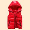 Women Men Winter Bright Color Vest Coat Hooded Sleeveless Pockets Design Zipper Placket Down Padded Windbreaker Lightweight Windbreaker