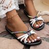 Summer European and American Beach Sandals for Women with Pinch Toe Knot Flat Bottomed Slippers for Women