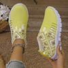 Fashion Women Sneakers Knitted Mesh Breathable Sneakers Women Fashionable Lightweight Lace Up Shoes Trendy Walking Flat Shoes Women