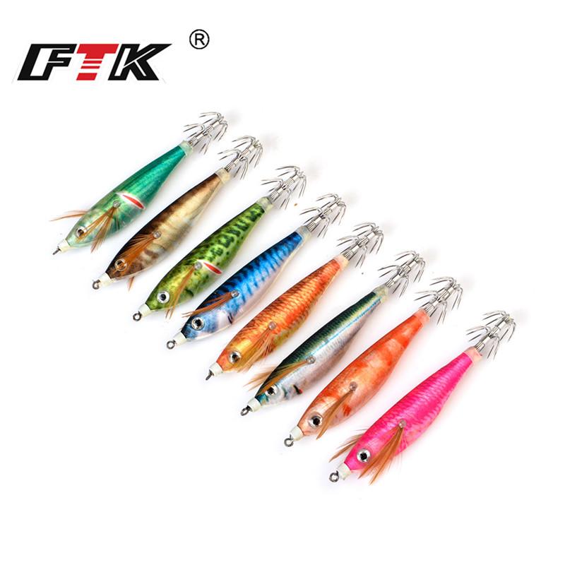 A Set of 8 Pieces of Different Colors Artificial Luminous Shrimp Squid Jig Hit Fluorescent Bait Squid Bait Hard Bait Fishing Accessories