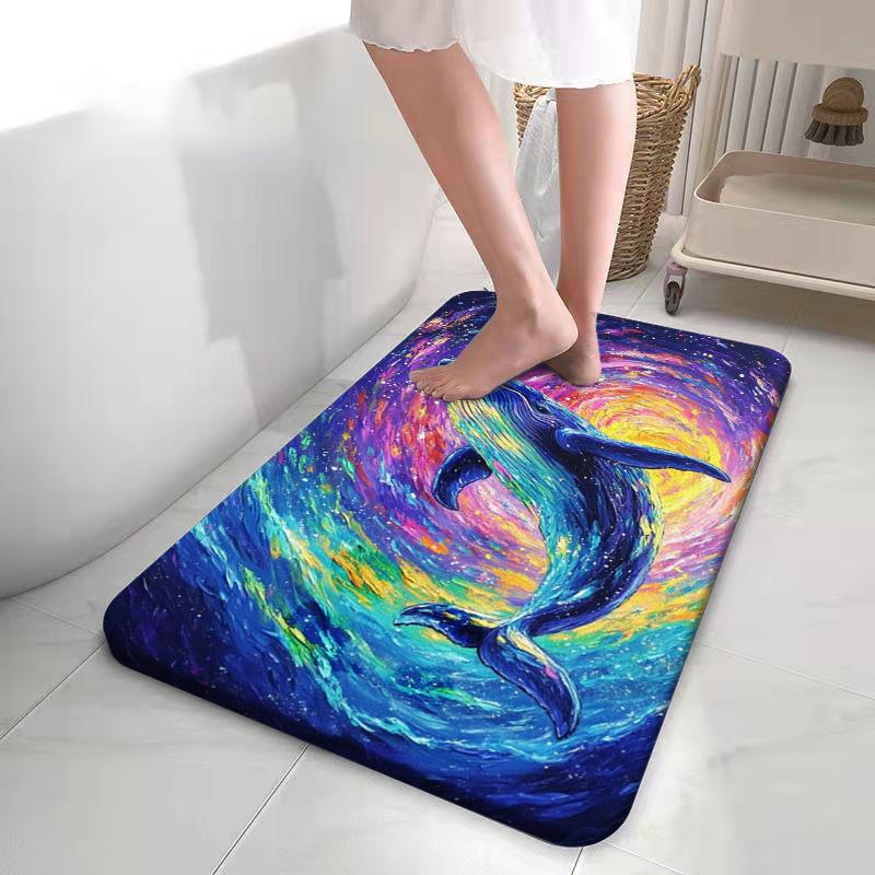 Luxury Black Gold Marble Bath Rug Elegant Vein Pattern Non-Slip Silicone Backing Mat Kitchen Mat Door Mat Floor Mat