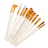 13PCS Artist Paint Brush Set Pearl White Bicolor Nylon Bristles Long Handle Oil Acrylic Paint Brush Watercolor Brush Set