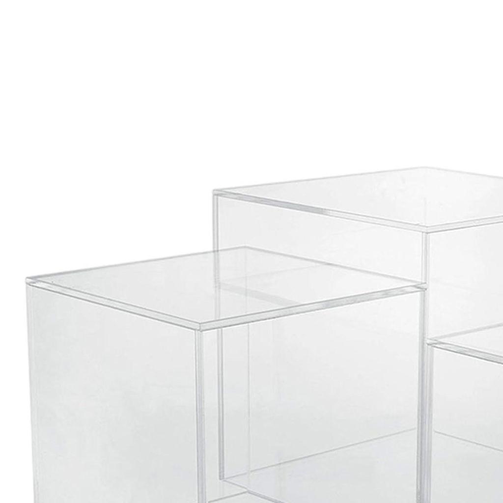 Set of 3 Acrylic Cube Stand Nesting Risers Versatile 4" 5" 6" Cubes with Hollow Bottom for Photography Accessory Lightweight