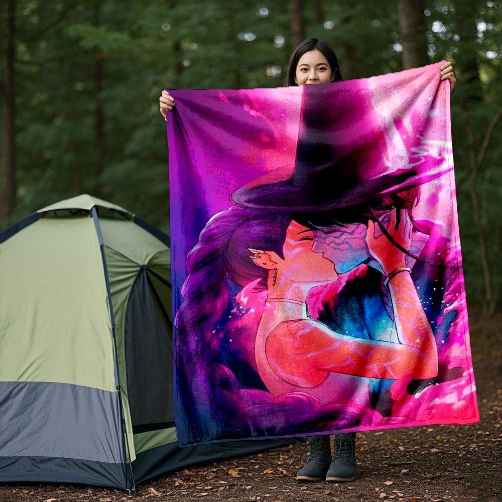 "Fantasy Witch Hat with Long Braid Cosplay Costume Accessory"Blanket Lightweight Flannel Throw Blanket for Sofa, Bed, Travel, Camping, Livin