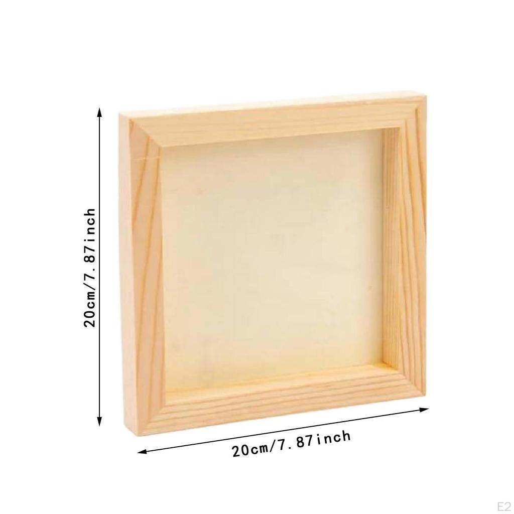 6x Wooden Panel Boards Square,Decorative Frame Unfinished Wood Canvas Panels 8inch for Kids