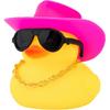 wonuu Rubber Duck Car Ornaments Yellow Duck Car Dashboard Decorations with Propeller Helmet for Christmas Decor and Home Decorations for Adults