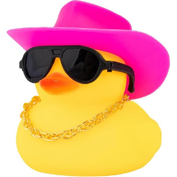 wonuu Rubber Duck Car Ornaments Yellow Duck Car Dashboard Decorations with Propeller Helmet for Christmas Decor and Home Decorations for Adults