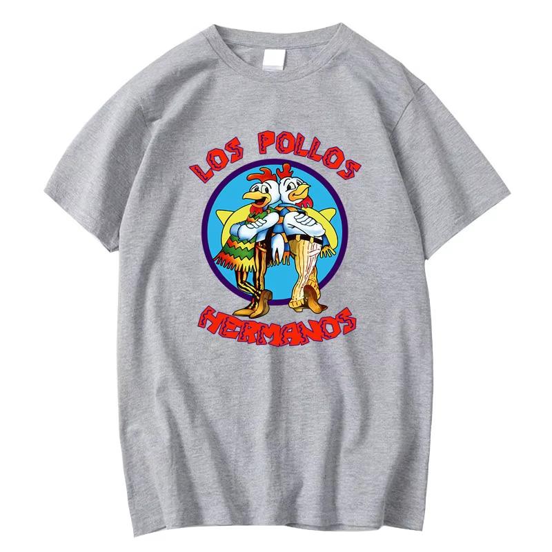 Summer Unisexs Short Sleeved High Quality pure Cotton Breaking Bad LOS POLLOS Chicken Brothers Printed Casual For Unisex Tshirt Unisex