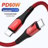 Высокомощный нейлоновый плетеный Type-C кабель для зарядки PD60W для устройств Apple и ноутбуков