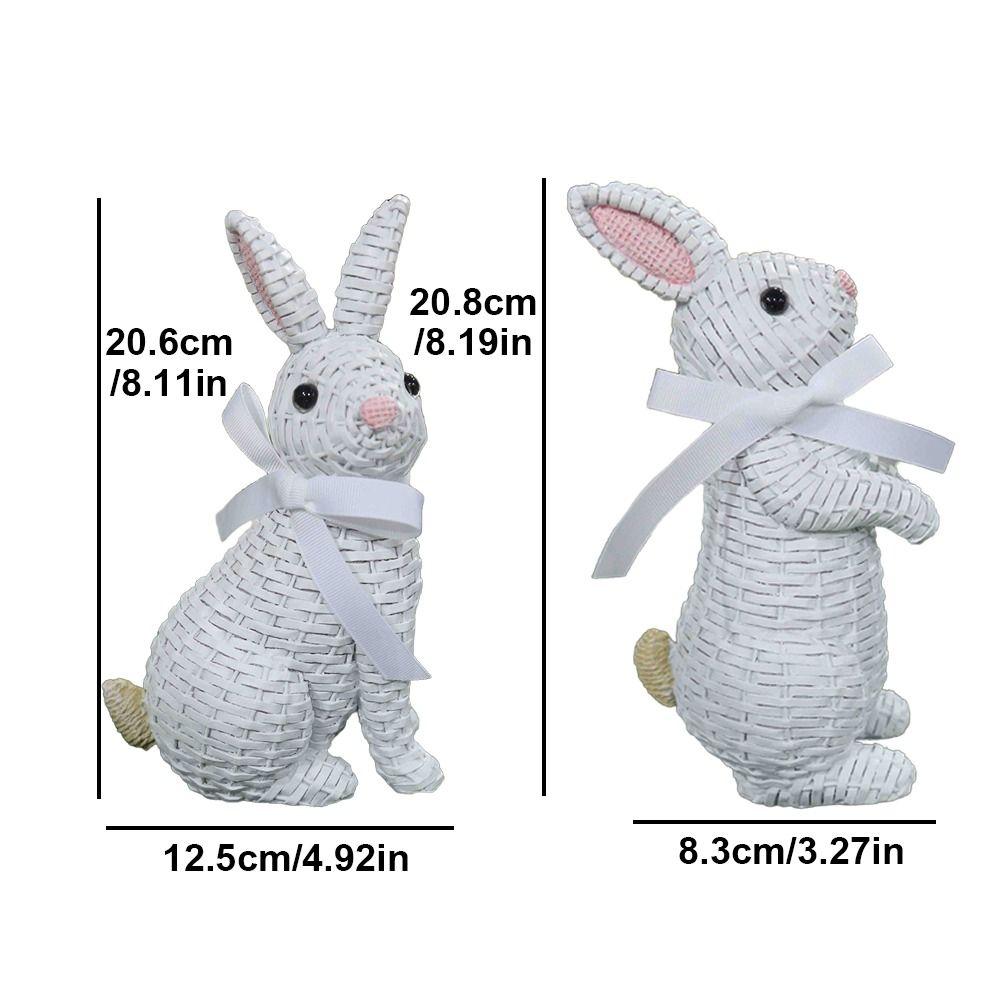 Resin Simulation Bunny Figurine Sitting Standing Position Happy Easter Rabbit Sculpture Handmade Realistic