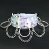 Holographic Rainbow Choker Chain Necklace Punk Leather Collar Women Holo Chocker Rave Festival Costume Jewelry