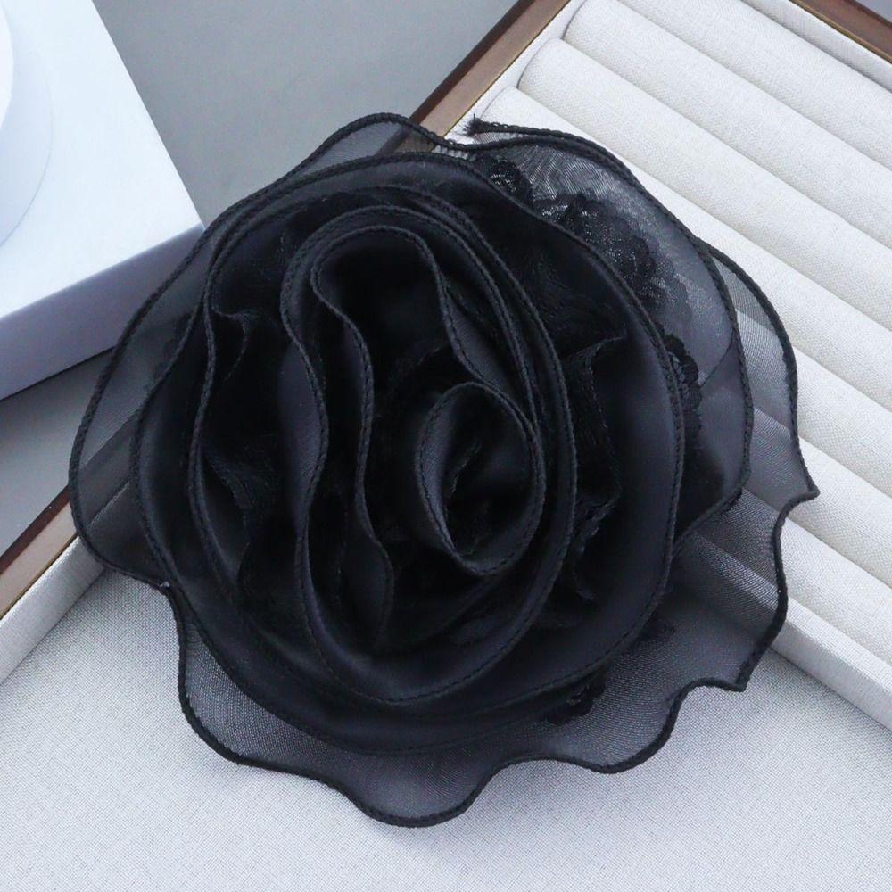 Multi-layer Yarn Rose Flower Brooch Organza Multi-Layer Floral Brooch for Women