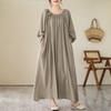 Women Loose Elegant Long Dress Plus Size Vintage Casual Maxi Long Sleeve Dresses Spring Summer